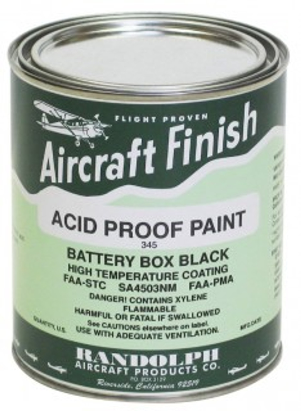 Randolph 345 Black Acid Proof Battery Box Paint Gallon Can at