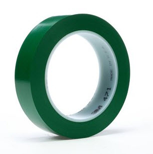 3M™ 021200-03143 Green 471 Vinyl 5.2 Mil Tape - 1/2" x 36 Yard Roll - 72/Case