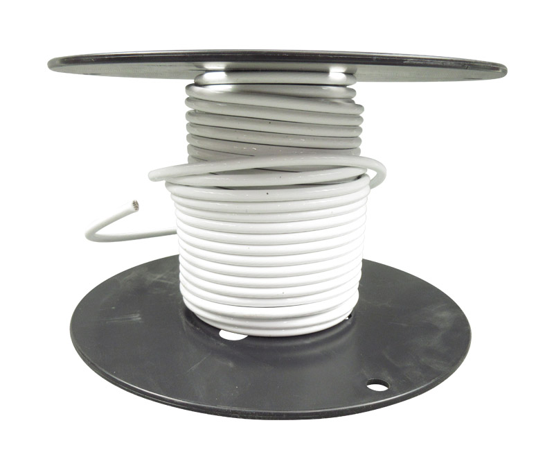 Military Specification M22759/16-6-9 White 6 AWG PTFE Tapes/Coated Fiberglass Braid Wire - 100-Foot Length