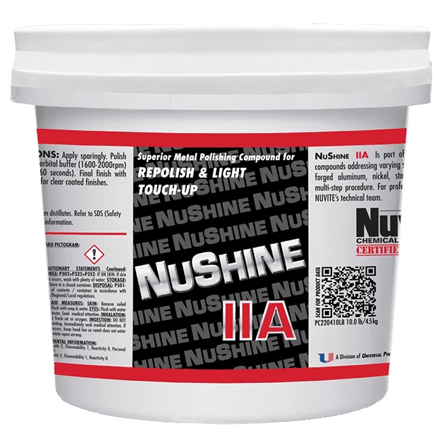 Nuvite® Nushine II® Grade A Re-Polishing & Light Touch-Up Metal Polishing Compound- 10 lb Pail
