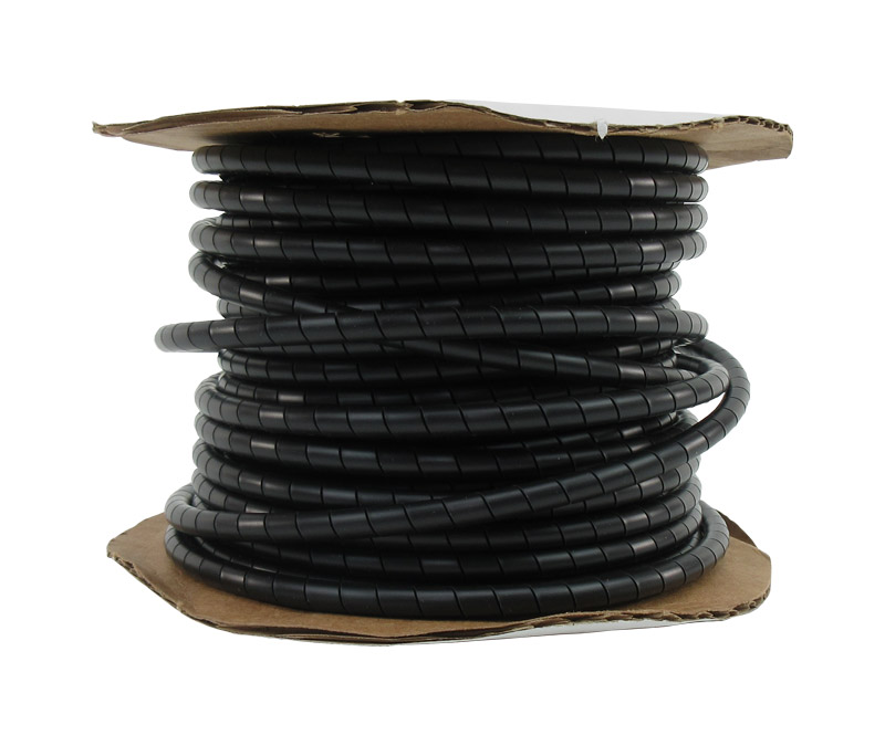 ICO-Rally SWP-1/4 Black 0.250" OD x 0.058" Wall Polyethylene Spiral Wrap Tubing - 100-Foot Length