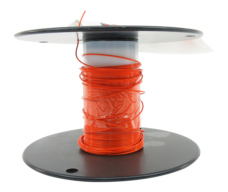 Military Specification M22759/16-24-3 Orange 24 AWG PTFE Tapes/Coated Fiberglass Braid Wire - 100-Ft/Roll