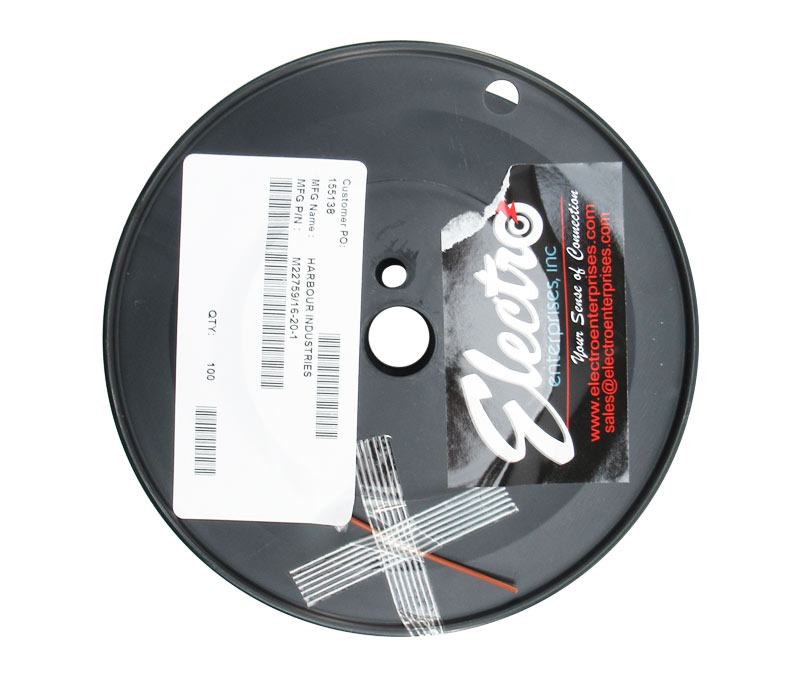 Military Specification M22759/16-20-1 Brown 20 AWG PTFE Tapes/Coated Fiberglass Braid Wire - 100-Ft/Roll
