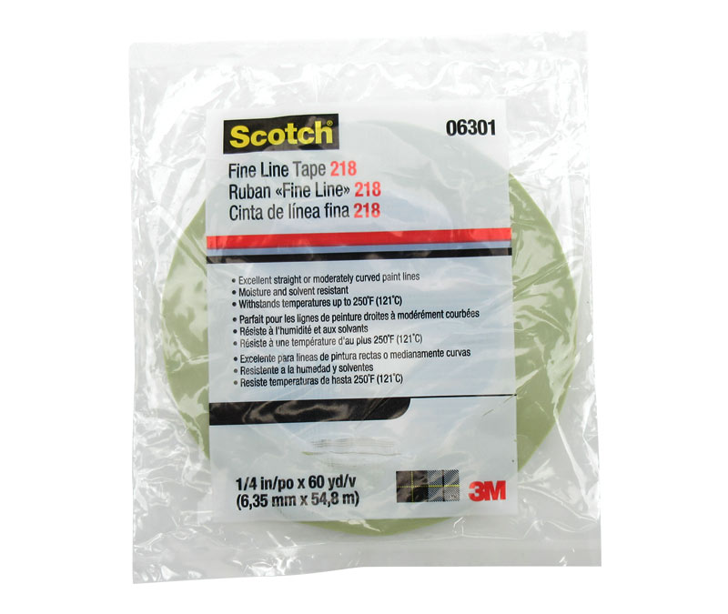 3M™ 021200-06301 Scotch® 218 Green 5 Mil Fine Line Tape - 1/4"x 60 Yard Roll - 144/Case