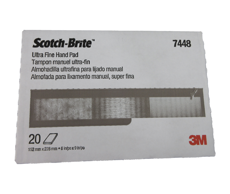 3M™ 048011-04028 Scotch-Brite™ 7448 Gray Ultra-Fine 6" x 9" Gray Hand Pad - Box of 20