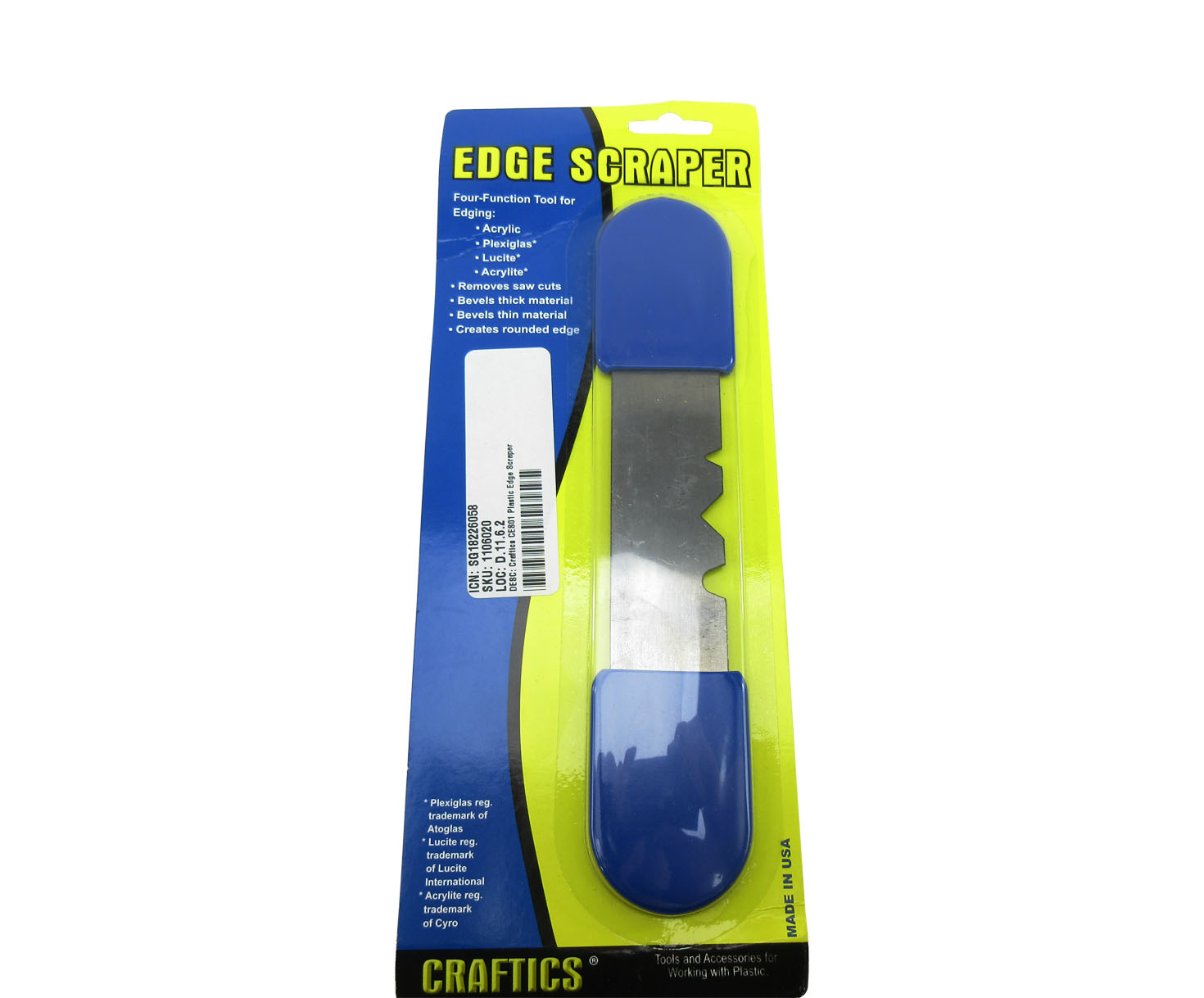 CRAFTICS® CES01 Acrylic®, Plexiglass®, Lucite® & Acrylite® EDGE SCRAPER™ - 6/Pack