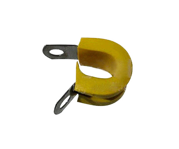 Military Specification M85052/1-6 Crescent Steel Yellow Nitrile Rubber Clamp, Loop - 2/Pack