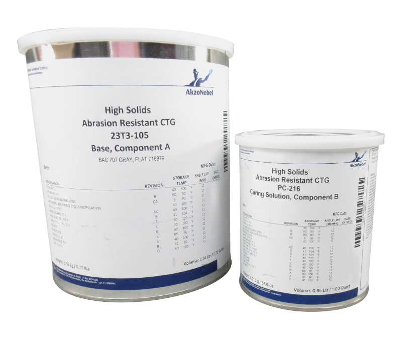 AkzoNobel 23T3-105/PC-216 BAC707 Flat Gray BMS 10-86 Type I, Grade D Spec Abrasion Resistant Polyurethane Coating - Gallon Kit