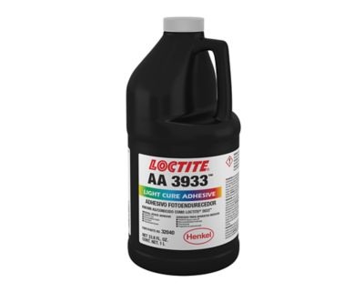Henkel 32040 LOCTITE® AA 3933™ Transparent Light-Cure Acrylic Adhesive - Liter (33.8 oz) Bottle - 4/Pack