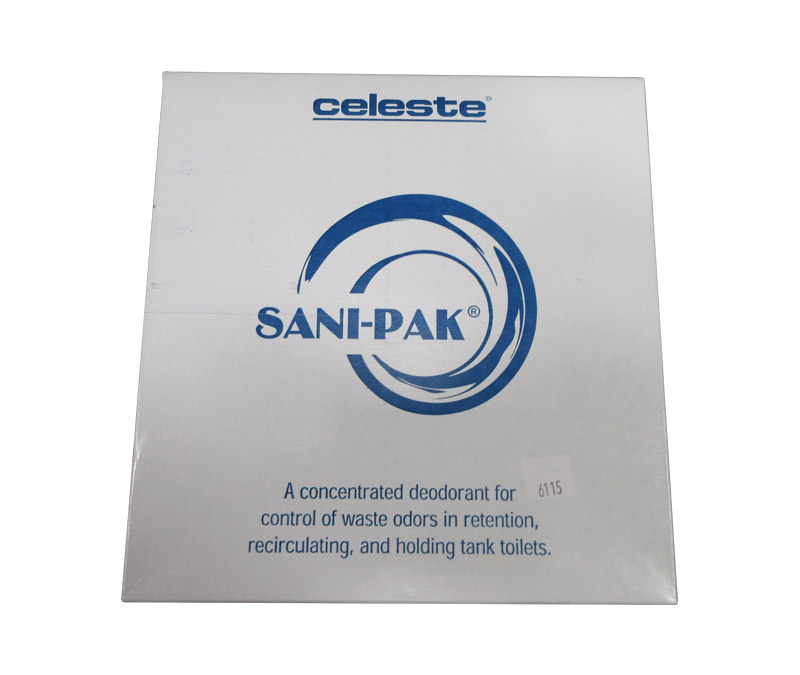 Celeste® SANI-PAK® SP-77008 Blue Powder Chemical Toilet Deodorant 8 Gram Packet - Box of 100