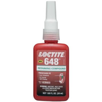 Henkel 21444 LOCTITE® 648™ Fluorescent Green High-Strength Slip Fit Retaining Compound - 50 mL (1.69 oz) Bottle