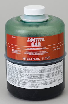 Henkel 21446 LOCTITE® 648™ Fluorescent Green High-Strength Slip Fit Retaining Compound - Liter (33.8 oz) Bottle