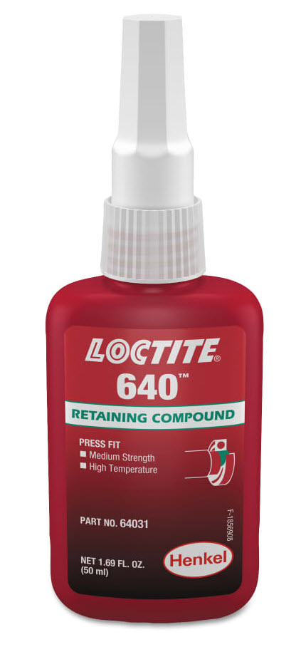 Henkel 64031 LOCTITE® 640™ Green High-Strength Press Fit Retaining Compound - 50 mL (1.69 oz) Bottle
