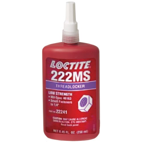 Henkel 22241 LOCTITE® 222MS™ Purple Low Strength Small Screw Mil-Spec Threadlocker - 250 mL (8.45 oz) Bottle