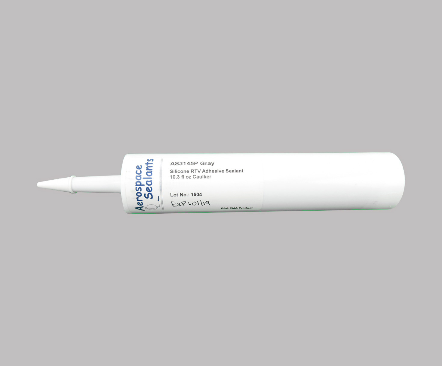 Aerospace Sealants AS3145 FAA-PMA Gray Silicone Adhesive Sealant - 10.3 oz Cartridge - 12/Case