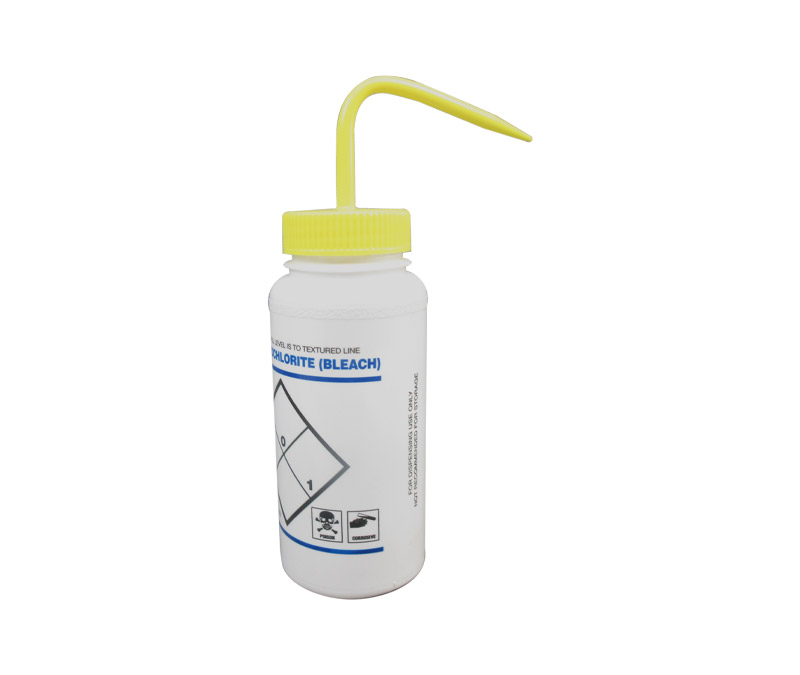 Bel-Art F11646-0627 "Bleach" Safety-Labeled 500 mL (16 fl oz) Wash Bottle - 6/Pack