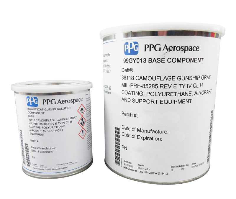PPG® Aerospace Coatings Deft® 99-GY-013 FS#36118 Flat Gray MIL-PRF-85285E Type IV, Class H Spec Topcoat - Gallon Kit