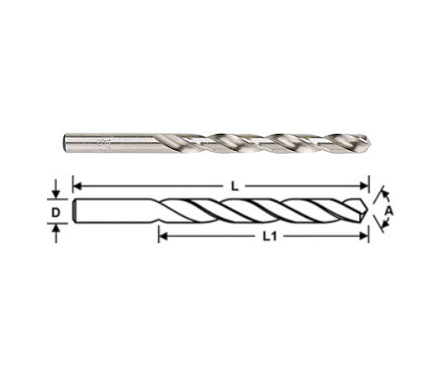 Pan American Tool 01-057 Cobalt HSS #57 NAS907 Type J 135° Split Point 1-3/4" Long Aircraft Drill Bit - 9/Pack