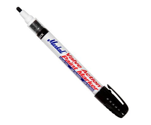 Markal 96823 Black Valve Action Paint Marker - 1/8" (3 mm) Mark Size - 10/Pack