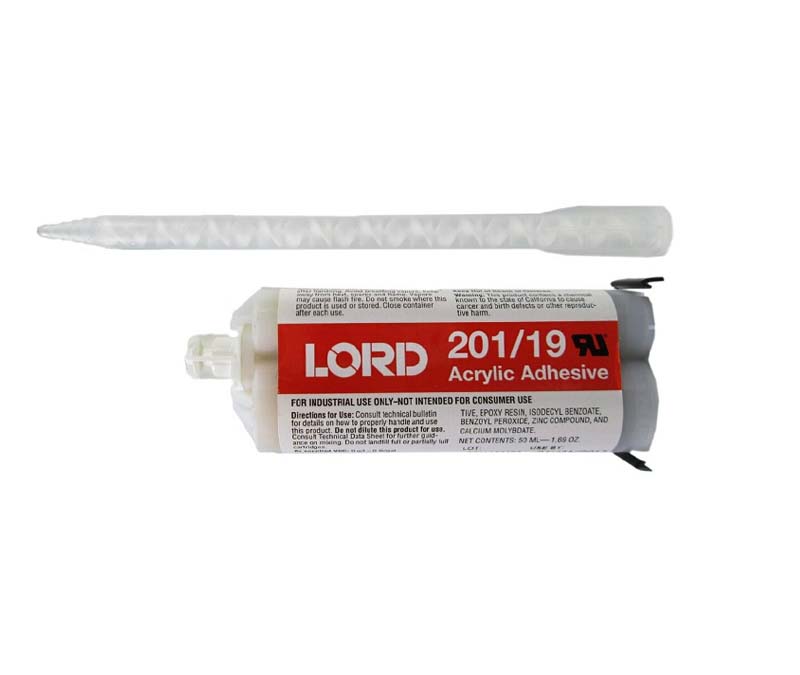 Lord 201/19 Off-White Acrylic Adhesive - 50 mL 2:1 Cartridge - 24/Pack