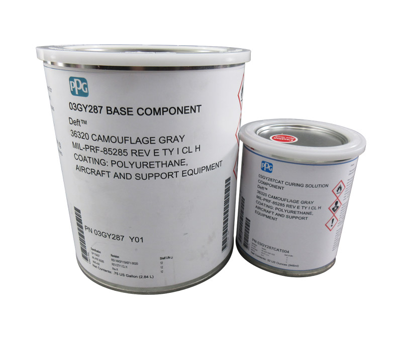 PPG® Deft® 03-GY-287 FS#36320 Gray MIL-PRF-85285 Type I Spec Polyurethane Military Topcoat - Gallon Kit - 2/Pack