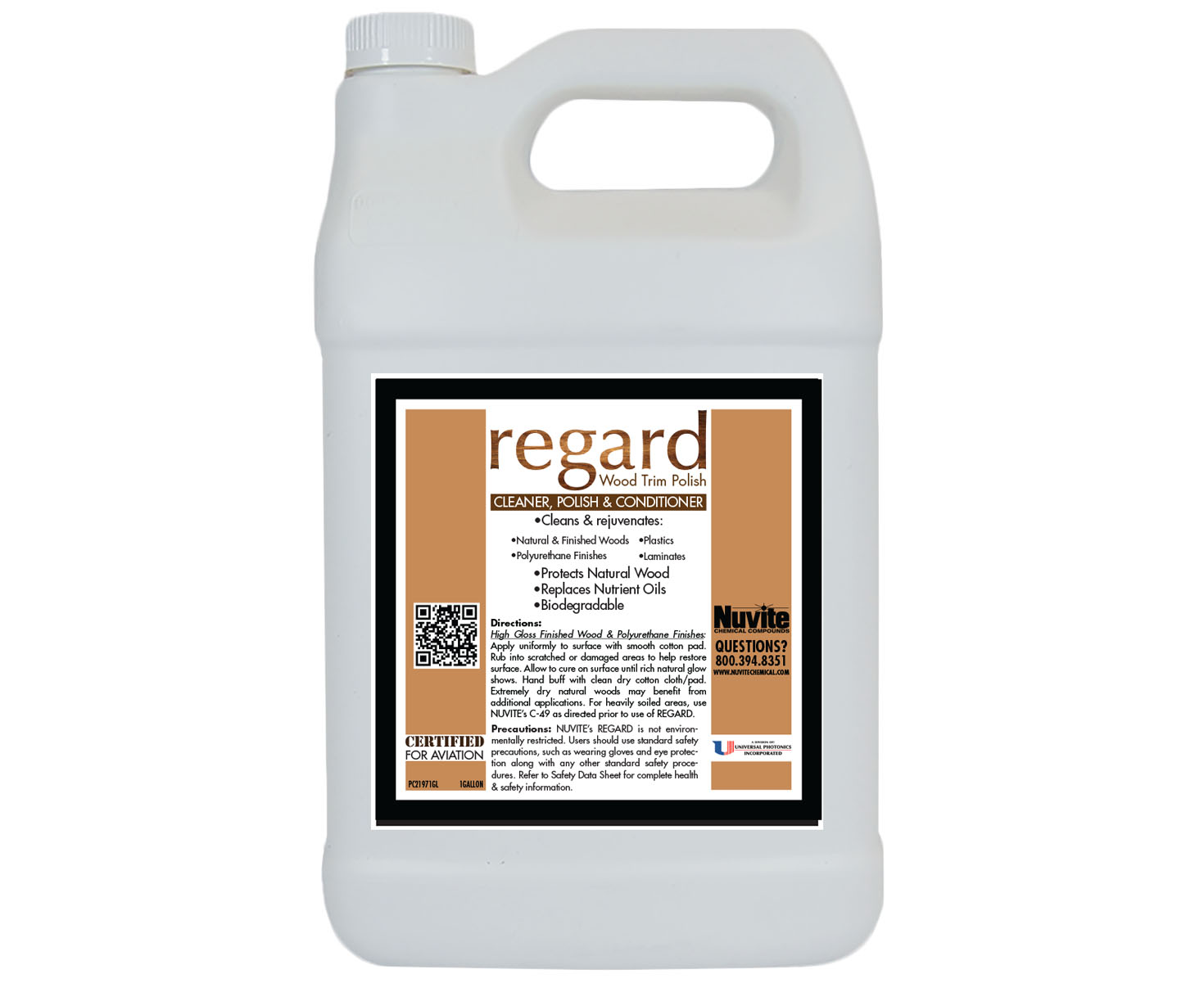 Nuvite® Reguard Aircraft Interior Wood Trim Polish, Cleaner & Conditioner - Pint Bottle - 12/Pack