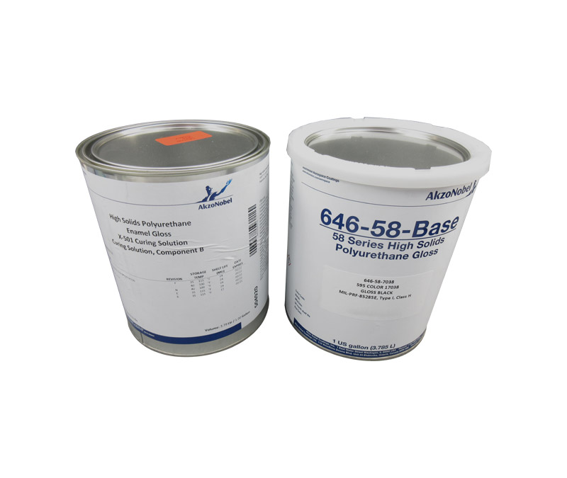AkzoNobel 646-58-7038/X-501 FS#17038 Black MIL-PRF-85285E Type I Class H Spec Chemical Resistant Military Polyurethane Topcoat - 2 Gallon Kit - 2 Kit