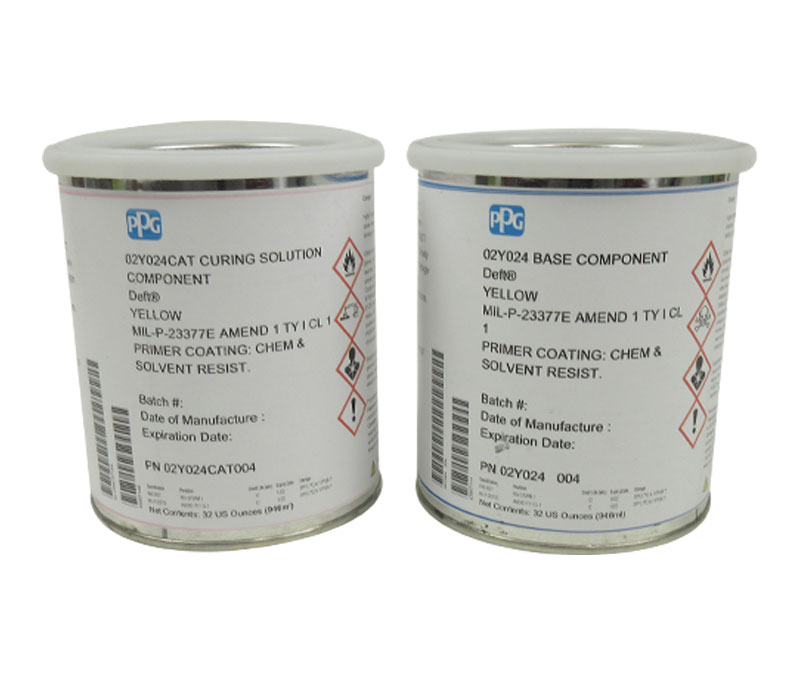 PPG® Deft® 02-Y-024 Yellow FMS-3027 Form 1/MIL-PRF-23377E Type I, Class C1 Spec Epoxy Primer - Quart Kit - 4/Pack