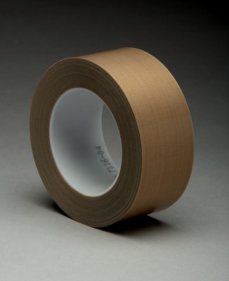 3M™ 021200-16162 Brown 5453 PTFE 8.3 Mil Glass Cloth Tape - 2" x 36 Yard Roll - 6/Pack