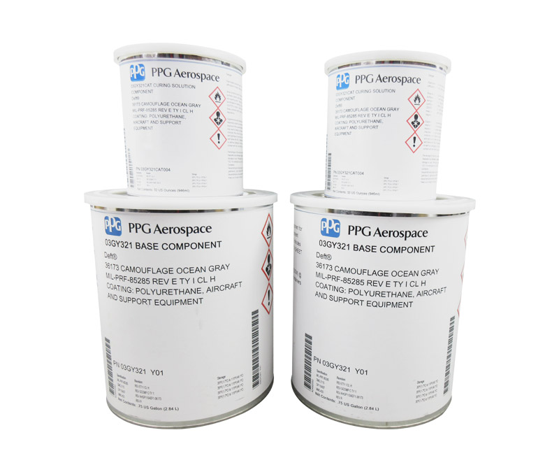 PPG® Deft® 03-GY-321 FS#36173 Flat Gray MIL-PRF-85285E TP I, CL H Spec Polyurethane Military Topcoat - 2 Gallon Kit - 17/Pack