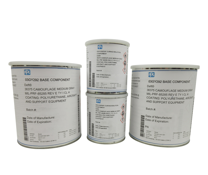 PPG® Deft® 03-GY-292 FS#36375 Gray MIL-PRF-85285E TY I CL H Spec Polyurethane Topcoat - 2 Gallon Kit