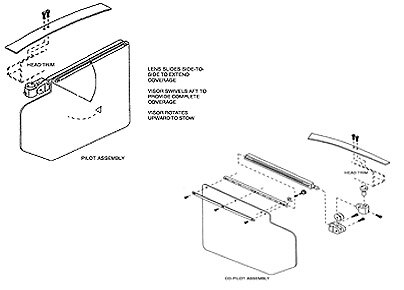 Rosen RC337-300-1 Textron Cessna 337 NSA FAA-STC'd Complete Sunvisor System Kit