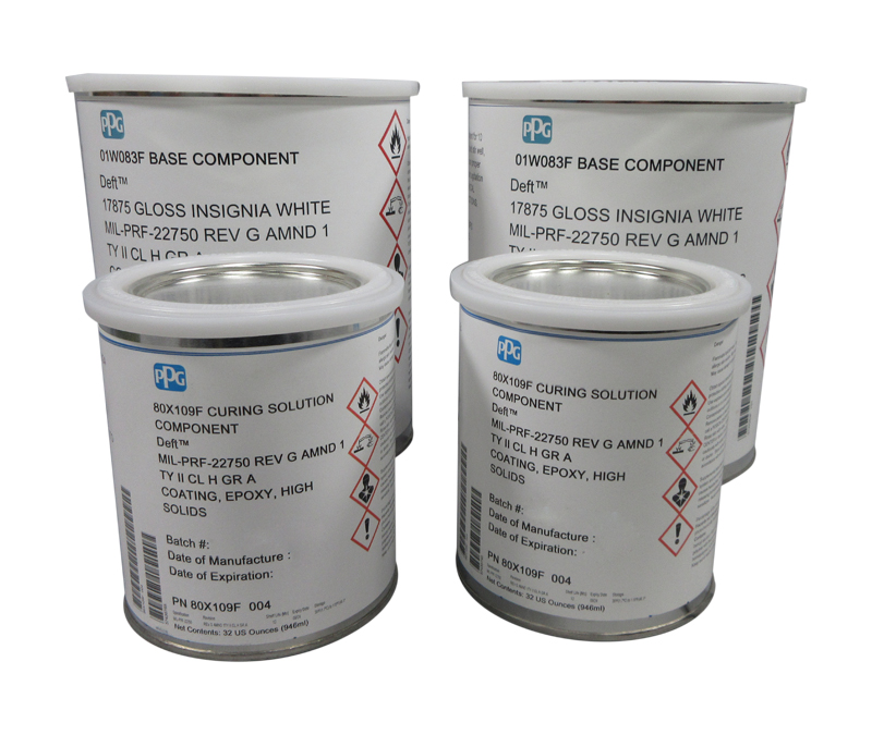 PPG® Deft® 01-W-083F FS#17875 White MIL-PRF-22750G TY II CL H GR A Spec Epoxy Topcoat - 2 Gallon Kit