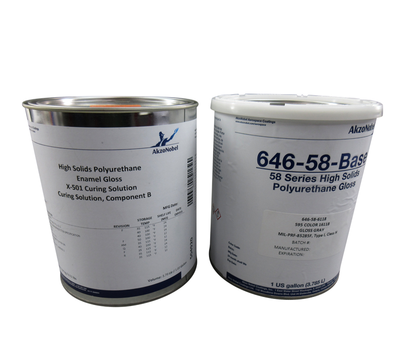 AkzoNobel 646-58-6118/X-501 FS#16118 Gray MIL-PRF-85285E Type I Class H Spec Chemical Resistant Military Polyurethane Topcoat - 2 Gallon Kit