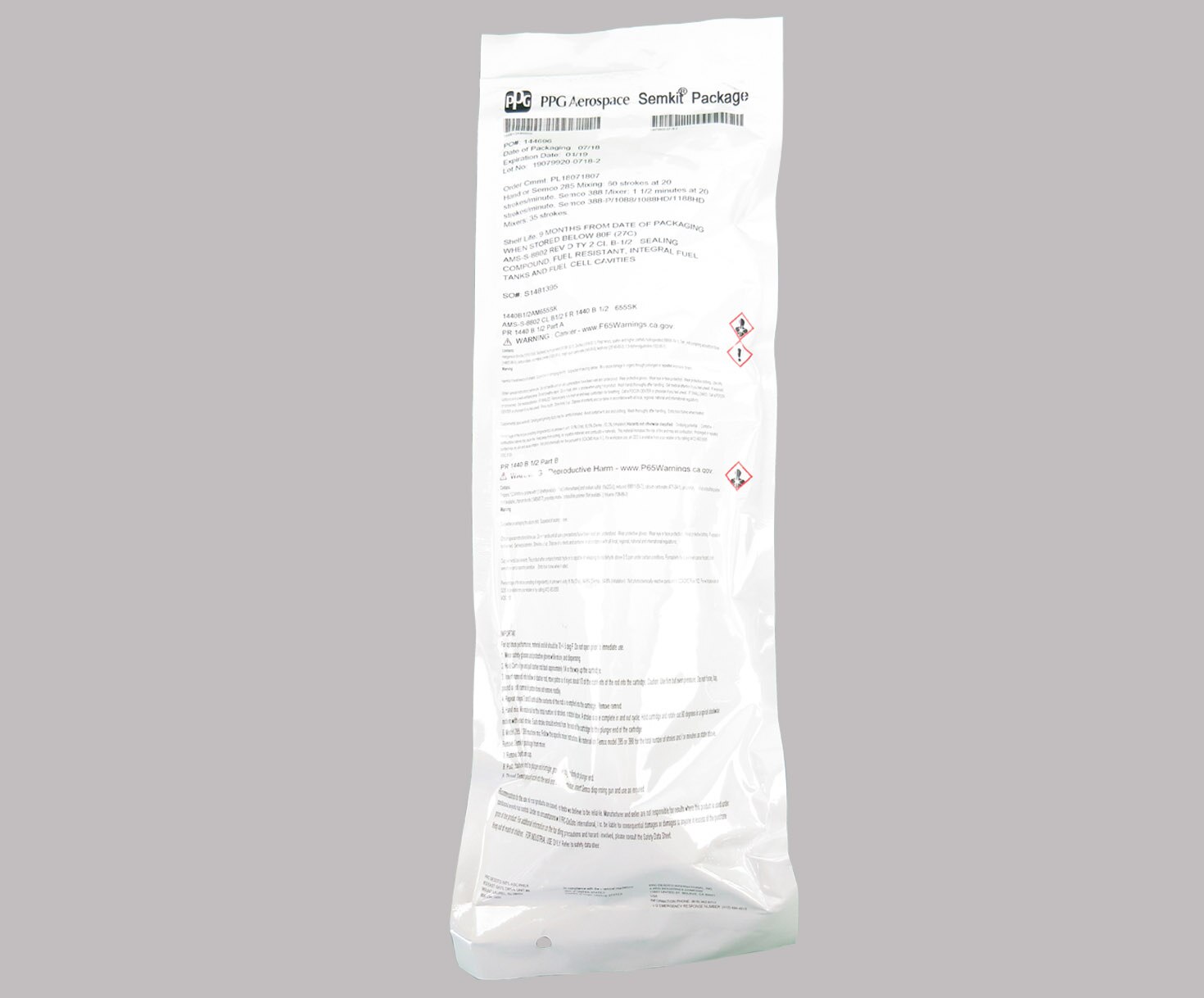 PPG® PR-1440 B-1/2 AMS-S-8802D Type 2, Class B-1/2 Spec Fuel Tank Sealant - 2.5 oz (655) Semkit