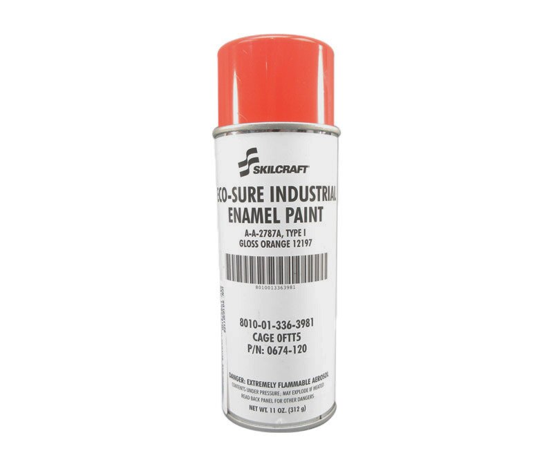 Skilcraft® 0674-120 ECO SURE® FS 12197 Gloss Orange A-A-2787A Type I Spec Industrial Enamel Paint - 11 oz Aerosol Can