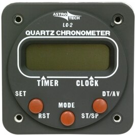 Astrotech AT420000 Model LC-2 Black Aircraft Powered 14/28-Volt Lighting 2-1/4" Panel Hole Mounted Clock-Timer