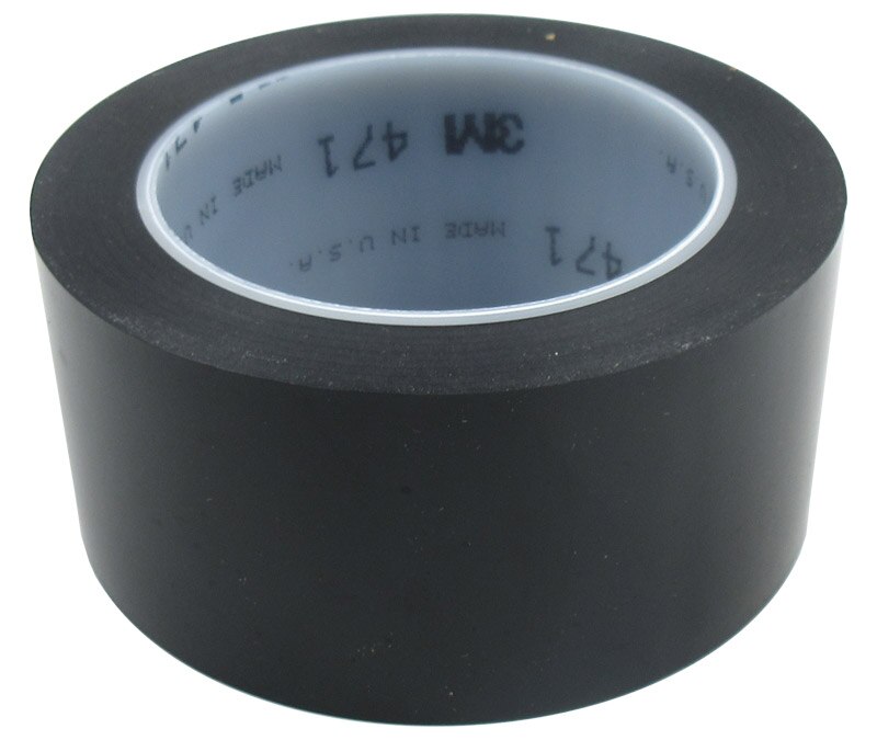 3M™ 021200-04306 Black 471 Vinyl 5.2 Mil Tape - 2" x 36 Yard Roll