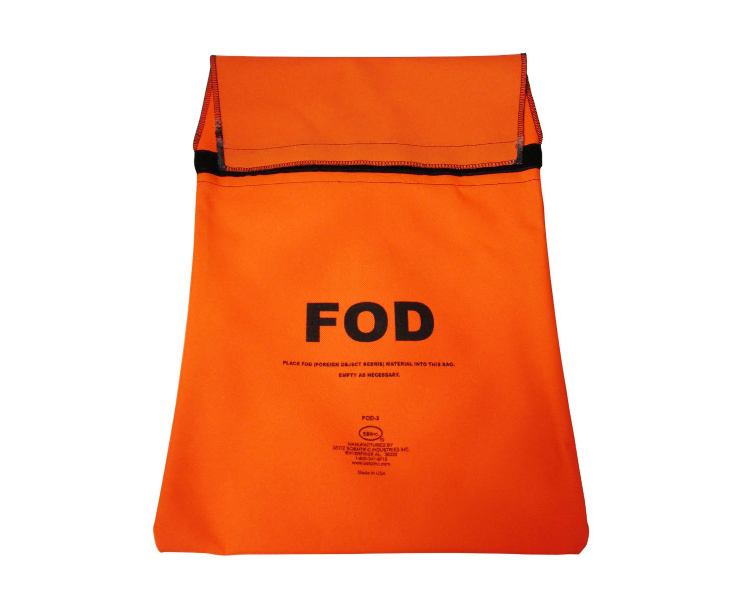 Seitz Scientific FOD-3 Fluorescent Orange FOD Bag attaches to Maintenance Stand Hand Rail