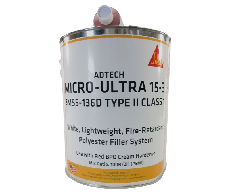 ADTECH Micro-Ultra 15-3 White BMS5-136D Type II, Class I Spec Flame-Retardant Polyester Filler/Fairing Paste - Gallon Kit