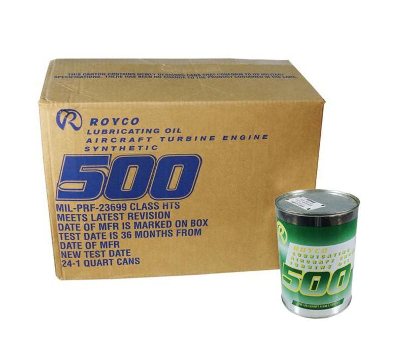 ROYCO® 500 MIL-PRF-23699G Spec Synthetic Gas Turbine Engine Oil - 24 Quart/Case