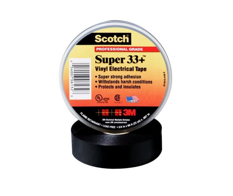 3M™ 054007-06130 Scotch® Super 33+™ Black 7 Mil Vinyl Electrical Tape - 3/4" x 20' Roll