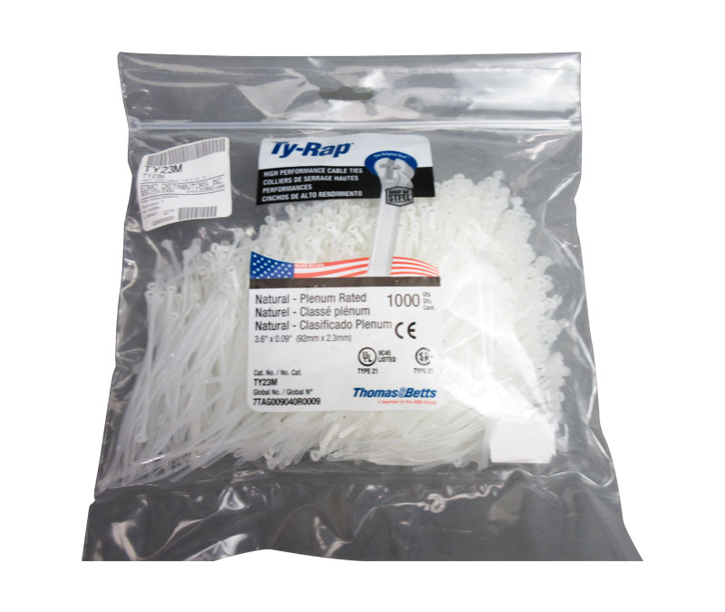 Ty-Rap® TY523M Natural 4" Cable Tie - 100/Pack