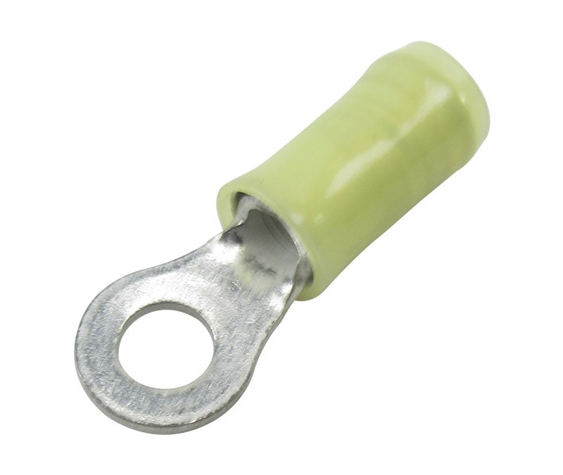 TE Connectivity 36161 Yellow Copper 27.5 mm Tin 10-12AWG Ring Tongue Terminal - 100/Pack