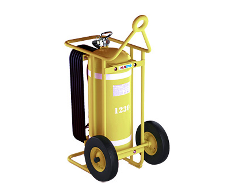 H3R Aviation Model 775 Yellow 150.00 lb UL Rating 3A:80B:C Wheeled Novec™ Flight Line / Ramp Fire Extinguisher