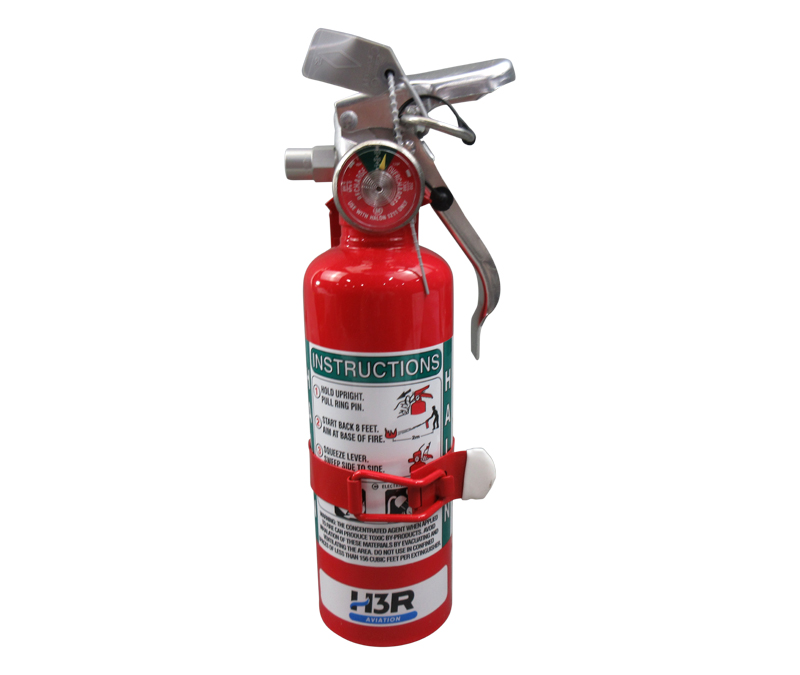 H3R Aviation Model A344T Red 1.3 lb UL Rating 2B:C Halon 1211 Cockpit/Cabin Fire Extinguisher
