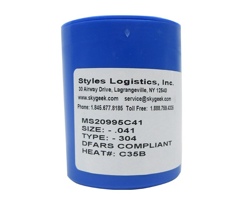 Military Standard MS20995C41 Stainless Steel 0.041" Diameter DFAR 252.225-7009 Compliant Safety Wire - 1 lb Roll