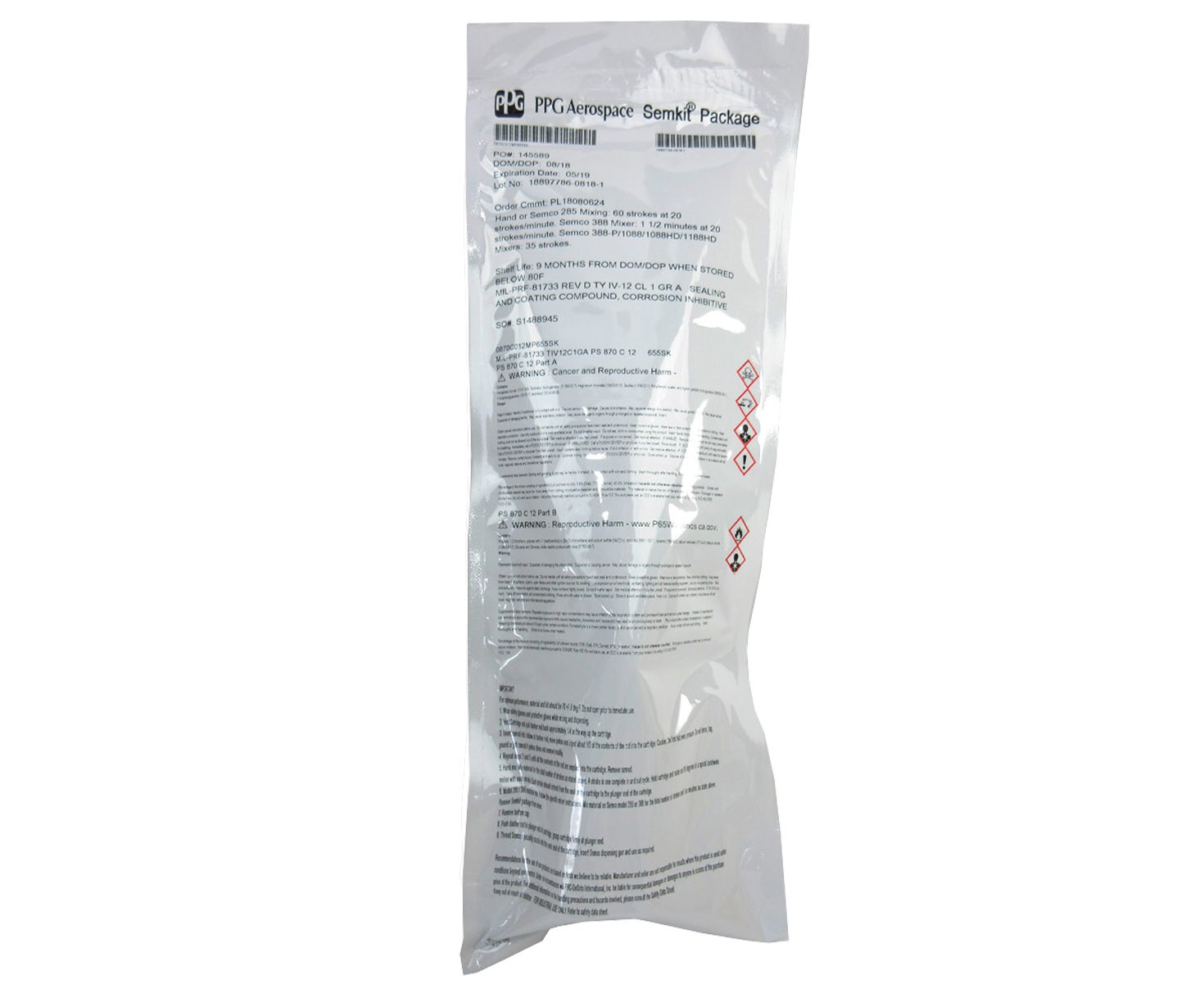 PPG® P/S 870 C-12 MIL-PRF-81733D Type IV-12, Class 1, GA Spec Corrosion Inhibitive Sealant - 2.5 oz (655) Semkit