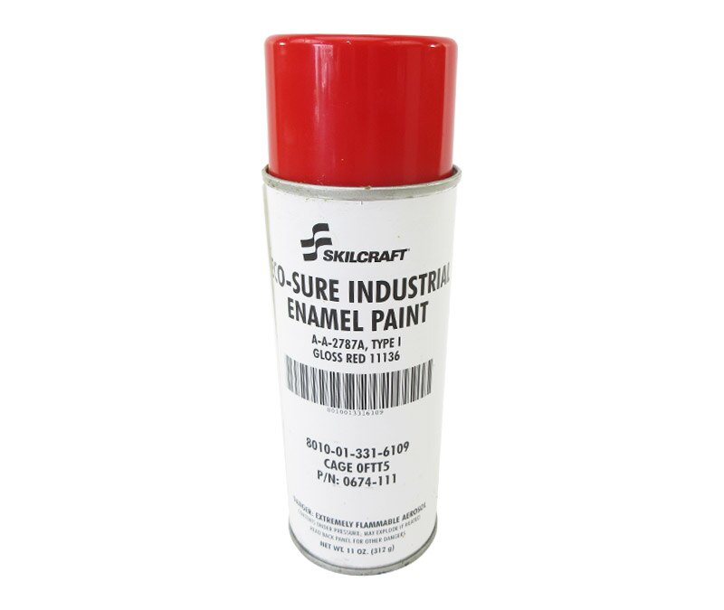 Skilcraft® 0674-111 ECO SURE® FS 11136 Gloss Red A-A-2787A Type I Spec Industrial Enamel Paint - 11 oz Aerosol Can