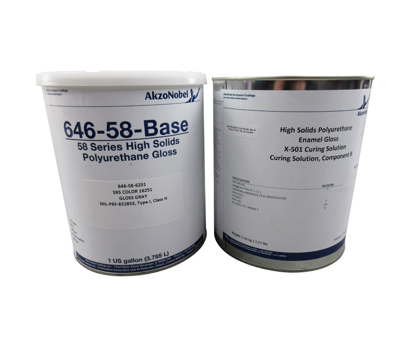 AkzoNobel 646-58-6251/X-501 FS#16251 Gray Chemical Resistant Military Polyurethane Topcoat - 2 Gallon Kit